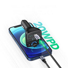 Заредете изображение във визуализатора на галерията – Ugreen FM Transmitter Bluetooth 5.0 MP3 car charger 3x USB TF micro SD 4.8 A black (CD229) - TopMag
