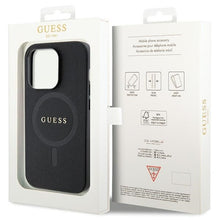 Заредете изображение във визуализатора на галерията – Original Case GUESS hardcase Saffiano MagSafe GUHMP14LPSAHMCK for Iphone 14 Pro black
