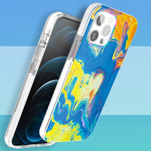 Заредете изображение във визуализатора на галерията – Kingxbar Watercolor Series color case for iPhone 12 Pro Max yellowblue - TopMag
