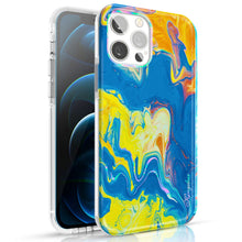Заредете изображение във визуализатора на галерията – Kingxbar Watercolor Series color case for iPhone 12 Pro / iPhone 12 yellowblue - TopMag

