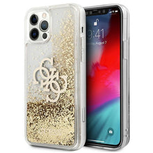 Заредете изображение във визуализатора на галерията – Guess GUHCP12LLG4GGO iPhone 12 Pro Max 6,7" złoty/gold hardcase 4G Big Liquid Glitter - TopMag
