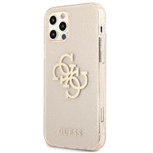 Заредете изображение във визуализатора на галерията – Guess GUHCP12LPCUGL4GGO iPhone 12 Pro Max 6,7" złoty/gold hard case Glitter 4G Big Logo
