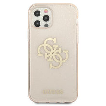 Заредете изображение във визуализатора на галерията – Guess GUHCP12LPCUGL4GGO iPhone 12 Pro Max 6,7" złoty/gold hard case Glitter 4G Big Logo
