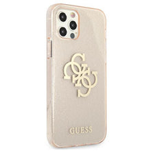Заредете изображение във визуализатора на галерията – Guess GUHCP12LPCUGL4GGO iPhone 12 Pro Max 6,7&quot; złoty/gold hard case Glitter 4G Big Logo
