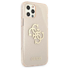 Заредете изображение във визуализатора на галерията – Guess GUHCP12LPCUGL4GGO iPhone 12 Pro Max 6,7" złoty/gold hard case Glitter 4G Big Logo
