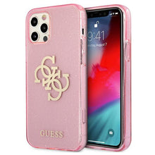 Заредете изображение във визуализатора на галерията – Guess GUHCP12LPCUGL4GPI iPhone 12 Pro Max 6,7" różowy/pink hard case Glitter 4G Big Logo - TopMag
