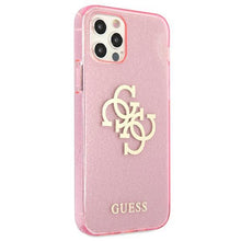 Заредете изображение във визуализатора на галерията – Guess GUHCP12LPCUGL4GPI iPhone 12 Pro Max 6,7" różowy/pink hard case Glitter 4G Big Logo - TopMag
