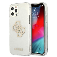 Заредете изображение във визуализатора на галерията – Guess GUHCP12LPCUGL4GTR iPhone 12 Pro Max 6,7" transparent hard case Glitter 4G Big Logo - TopMag
