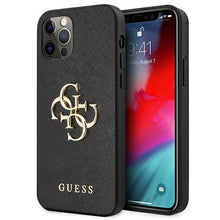 Заредете изображение във визуализатора на галерията – Guess GUHCP12LSA4GGBK iPhone 12 Pro Max 6,7" czarny/black hardcase Saffiano 4G Metal Logo - TopMag
