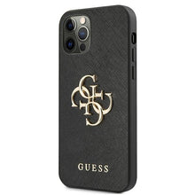 Заредете изображение във визуализатора на галерията – Guess GUHCP12LSA4GGBK iPhone 12 Pro Max 6,7" czarny/black hardcase Saffiano 4G Metal Logo - TopMag

