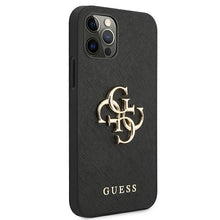 Заредете изображение във визуализатора на галерията – Guess GUHCP12LSA4GGBK iPhone 12 Pro Max 6,7" czarny/black hardcase Saffiano 4G Metal Logo - TopMag
