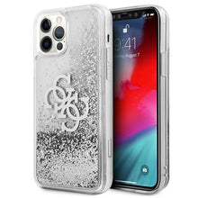 Заредете изображение във визуализатора на галерията – Guess GUHCP12MLG4GSI iPhone 12/12 Pro 6,1" srebrny/silver hardcase 4G Big Liquid Glitter - TopMag
