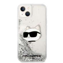 Заредете изображение във визуализатора на галерията – Karl Lagerfeld KLHCP14SLNCHCS iPhone 14 6.1" silver/silver hardcase Glitter Choupette Head
