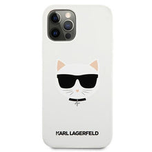 Заредете изображение във визуализатора на галерията – Karl Lagerfeld KLHCP12LSLCHWH iPhone 12 Pro Max 6,7" hardcase biały/white Silicone Choupette - TopMag
