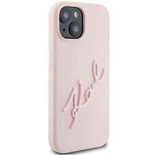 Заредете изображение във визуализатора на галерията – Karl Lagerfeld Silicone Karl Script case for iPhone 15 - pink
