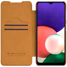 Заредете изображение във визуализатора на галерията – Nillkin Qin original leather case cover for Samsung Galaxy A22 4G brown - TopMag
