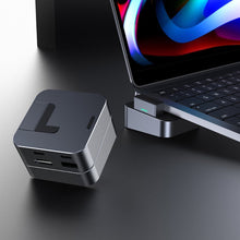 Заредете изображение във визуализатора на галерията – Joyroom Multifunctional Hub USB Type C - USB 3.0 / RJ45 / HDMI / USB Type C / Thunderbolt for MacBook Pro gray (S-H121 Gray) - TopMag
