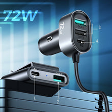 Заредете изображение във визуализатора на галерията – Joyroom car charger 2xPD + 2xQC3.0 72W 1.5m black (JR-CL05) - TopMag
