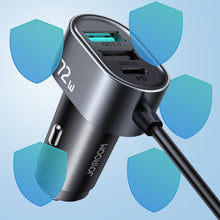 Заредете изображение във визуализатора на галерията – Joyroom car charger 2xPD + 2xQC3.0 72W 1.5m black (JR-CL05) - TopMag
