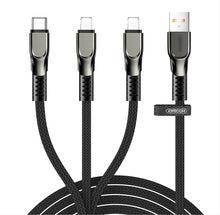 Заредете изображение във визуализатора на галерията – Joyroom 3in1 USB cable - Lightning / Lightning / USB Type C 3,5A 480 Mbps 1,3m black (S-1335K4) - TopMag
