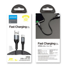 Заредете изображение във визуализатора на галерията – Joyroom N10 King Kong series charging data set 3 x USB- USB Type C cable 0.25m + 1.2m + 2m Gray - TopMag
