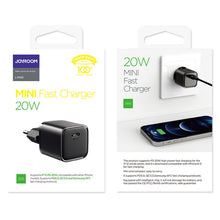Заредете изображение във визуализатора на галерията – Joyroom fast wall charger USB Type C 20W Power Delivery Quick Charge 3.0 AFC black (L-P202) - TopMag
