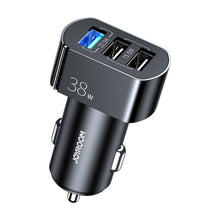 Заредете изображение във визуализатора на галерията – Joyroom fast car charger Quick Charge 3.0 (QC3.0) 4,5A 38W 3x USB (C-A19 black) - TopMag
