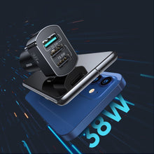 Заредете изображение във визуализатора на галерията – Joyroom fast car charger Quick Charge 3.0 (QC3.0) 4,5A 38W 3x USB (C-A19 black) - TopMag
