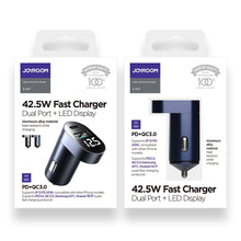 Заредете изображение във визуализатора на галерията – Joyroom C-A17 fast car charger USB / USB Type C 42,5W Quick Charge, Power Delivery, AFC, SCP silver - TopMag
