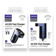 Заредете изображение във визуализатора на галерията – Joyroom C-A17 fast car charger USB / USB Type C 42,5W Quick Charge, Power Delivery, AFC, SCP silver

