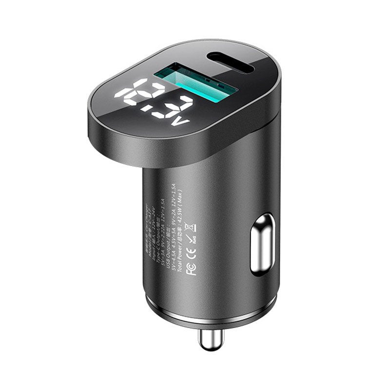 Joyroom C-A17 fast car charger USB / USB Type C 42,5W Quick Charge, Power Delivery, AFC, SCP silver