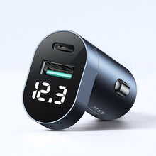 Заредете изображение във визуализатора на галерията – Joyroom C-A17 fast car charger USB / USB Type C 42,5W Quick Charge, Power Delivery, AFC, SCP blue

