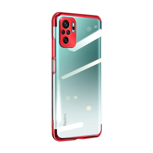Clear Color Case Gel TPU Electroplating frame Cover for Xiaomi Redmi Note 10 5G / Poco M3 Pro red - TopMag