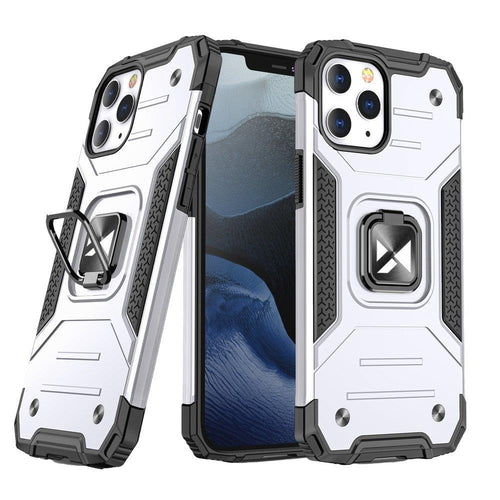 Wozinsky Ring Armor Case Kickstand Tough Rugged Cover for iPhone 13 silver - TopMag