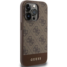 Заредете изображение във визуализатора на галерията – Original Case GUESS hardcase 4G Stripe Collection GUHCP15LG4GLBR for Iphone 15 Pro brown
