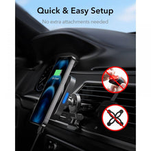 Заредете изображение във визуализатора на галерията – ESR Halolock magnetic wireless charger MagSafe air vent car mount black (17468-0) - TopMag
