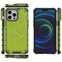 Заредете изображение във визуализатора на галерията – Honeycomb Case armor cover with TPU Bumper for iPhone 13 Pro Max green - TopMag
