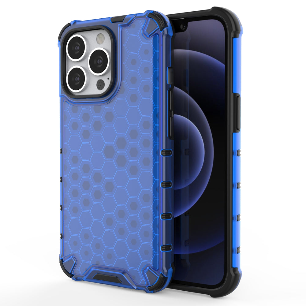 Honeycomb Case armor cover with TPU Bumper for iPhone 13 Pro blue - TopMag