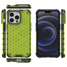 Заредете изображение във визуализатора на галерията – Honeycomb Case armor cover with TPU Bumper for iPhone 13 Pro green - TopMag
