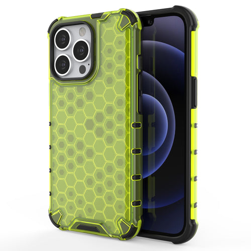 Honeycomb Case armor cover with TPU Bumper for iPhone 13 Pro green - TopMag
