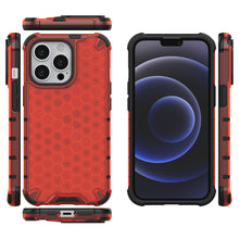 Заредете изображение във визуализатора на галерията – Honeycomb Case armor cover with TPU Bumper for iPhone 13 Pro red - TopMag
