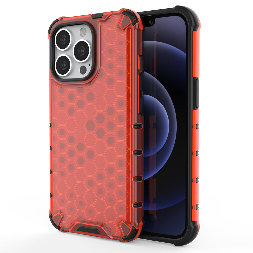 Honeycomb Case armor cover with TPU Bumper for iPhone 13 Pro red - TopMag