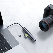 Заредете изображение във визуализатора на галерията – Joyroom Multifunctional USB Hub 7in1 Type C / 2 x USB 3.0 / HDMI 4K 30Hz / RJ-45 / SD Card Reader and Micro SD 100W 15cm gray (S-H111) - TopMag
