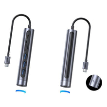 Заредете изображение във визуализатора на галерията – Joyroom Multifunctional USB Hub 7in1 Type C / 3x USB 3.0 / HDMI 4K 30Hz / SD Card Reader and Micro SD 100W 15cm gray (S-H112) - TopMag
