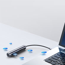 Заредете изображение във визуализатора на галерията – Joyroom Multifunctional USB Hub 7in1 Type C / 3x USB 3.0 / HDMI 4K 30Hz / SD Card Reader and Micro SD 100W 15cm gray (S-H112) - TopMag
