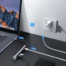 Заредете изображение във визуализатора на галерията – Joyroom Multifunctional USB Hub 7in1 Type C / 3x USB 3.0 / HDMI 4K 30Hz / SD Card Reader and Micro SD 100W 15cm gray (S-H112) - TopMag

