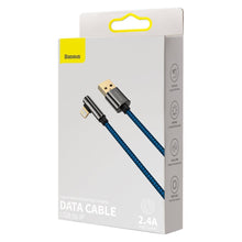 Заредете изображение във визуализатора на галерията – Baseus Legendary angled nylon cable USB - Lightning for gamers 2.4A 2m blue (CACS000103) - TopMag
