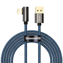 Заредете изображение във визуализатора на галерията – Baseus Legendary angled nylon cable USB - Lightning for gamers 2.4A 2m blue (CACS000103) - TopMag
