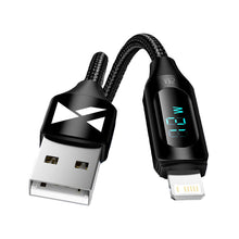 Заредете изображение във визуализатора на галерията – USB-A Cable - Lightning Wozinsky WUALC1 with LED Display 2.4A 1m - Black

