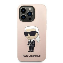 Заредете изображение във визуализатора на галерията – Karl Lagerfeld KLHCP14LSNIKBCP iPhone 14 Pro 6.1" hardcase pink/pink Silicone Ikonik
